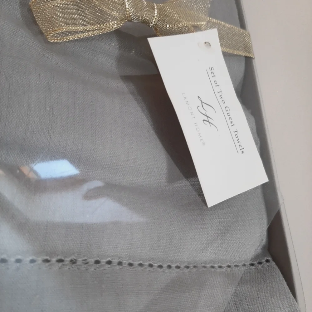 Lamont Home Guest Towel Set Linen Cotton Blend Grey